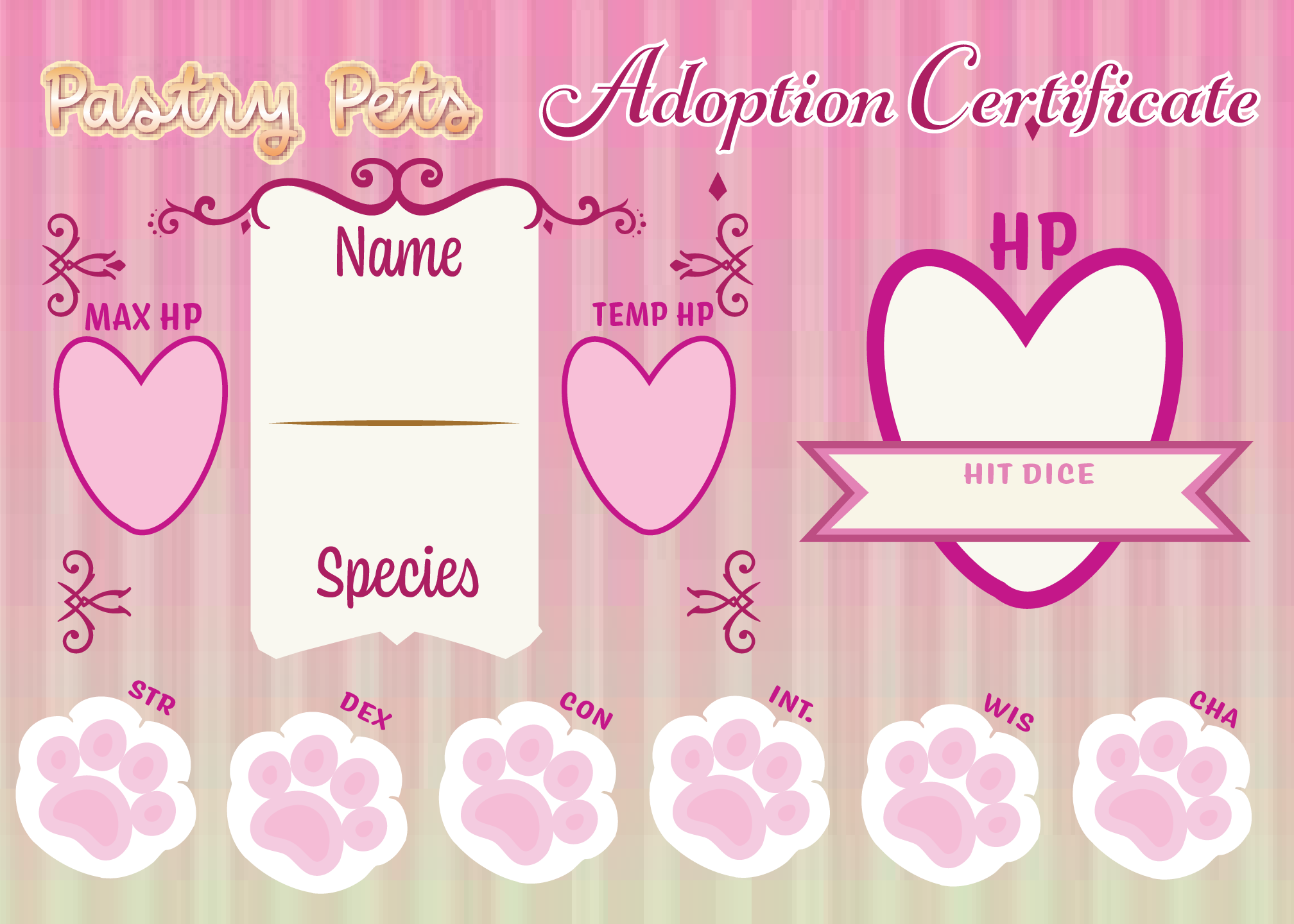 Pastry Pets Downloadable Adoption Certificates and Coloring Book Pages