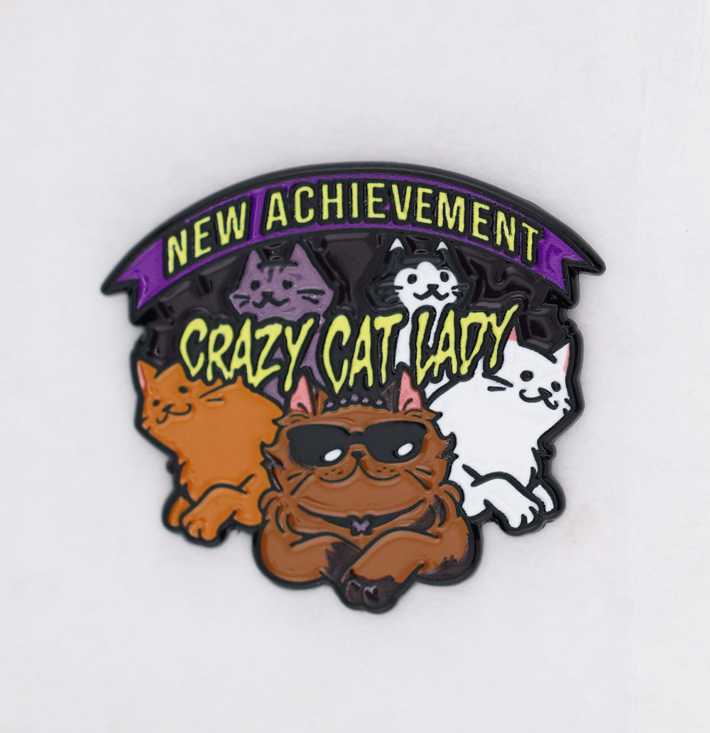 Dungeon Crawler Carl: New Achievement Crazy Cat Lady Enamel Pin Enamel Pin Foam Brain Games