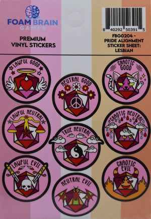 Pride Alignment Sticker Sheet: Lesbian Stickers Foam Brain Games