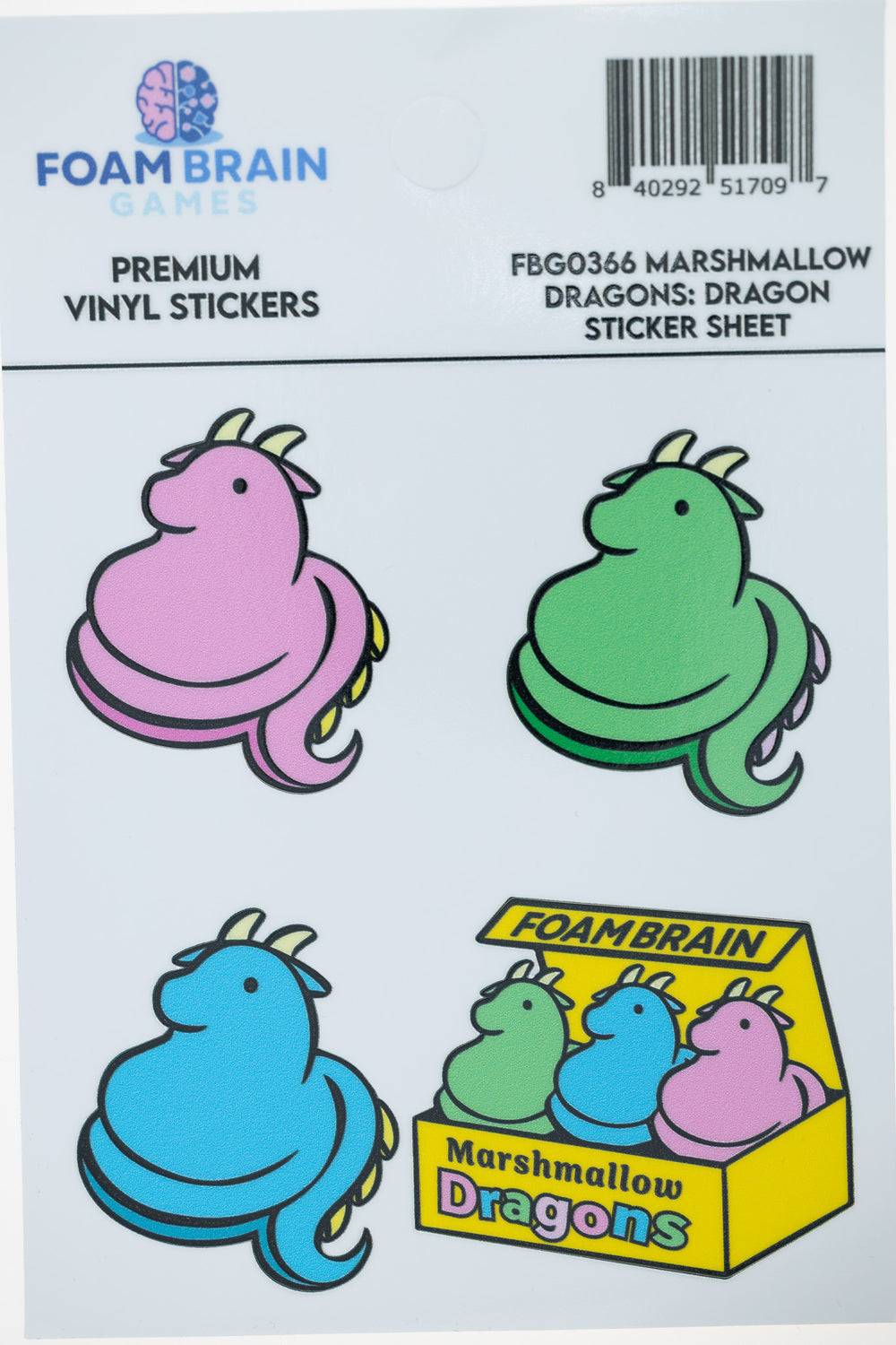Marshmallow Dragons: Dragon Sticker Sheet Stickers Foam Brain Games