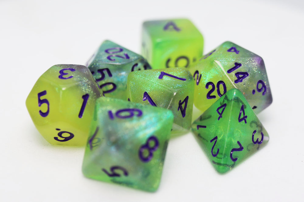 Glow in the Dark - Luminescent Jellyfish RPG Dice Set Plastic Dice Foam Brain Games