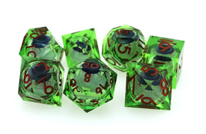 Sharp Edge Moving Eye RPG Dice Set - Poisonshot Plastic Dice Foam Brain Games