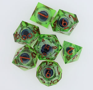 Sharp Edge Moving Eye RPG Dice Set - Poisonshot Plastic Dice Foam Brain Games