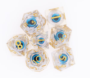 Sharp Edge Moving Eye RPG Dice Set - Clearshot Plastic Dice Foam Brain Games