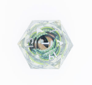 Sharp Edge Moving Eye RPG Dice Set - Green Dragon Eye Plastic Dice Foam Brain Games