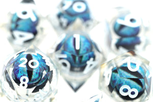 Sharp Edge Moving Eye RPG Dice Set - Oceansight Plastic Dice Foam Brain Games