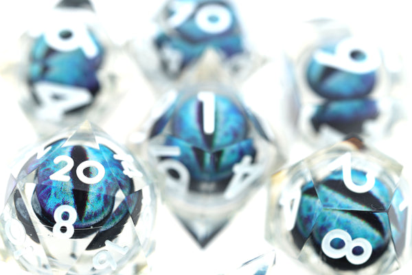 Sharp Edge Moving Eye RPG Dice Set - Oceansight Plastic Dice Foam Brain Games