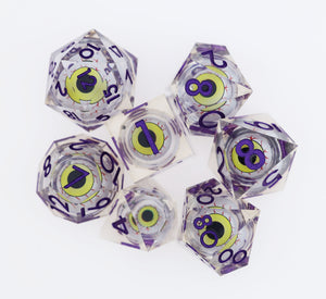 Sharp Edge Moving Eye RPG Dice Set - Moonshot Plastic Dice Foam Brain Games
