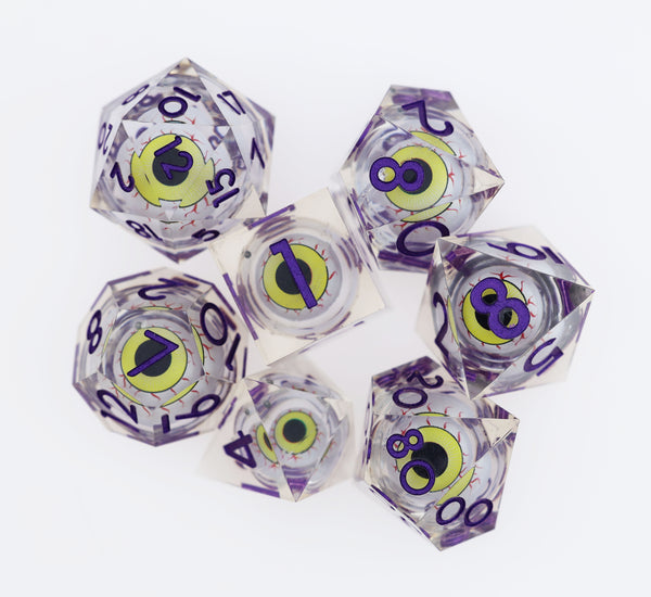 Sharp Edge Moving Eye RPG Dice Set - Moonshot Plastic Dice Foam Brain Games
