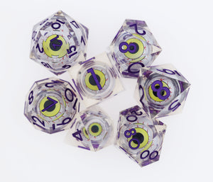 Sharp Edge Moving Eye RPG Dice Set - Moonshot Plastic Dice Foam Brain Games