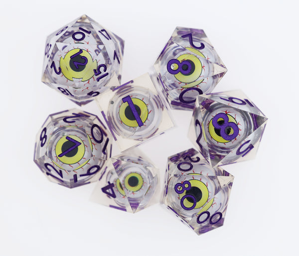 Sharp Edge Moving Eye RPG Dice Set - Moonshot Plastic Dice Foam Brain Games