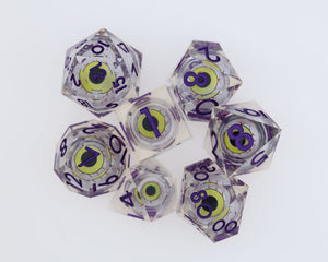 Sharp Edge Moving Eye RPG Dice Set - Moonshot Plastic Dice Foam Brain Games