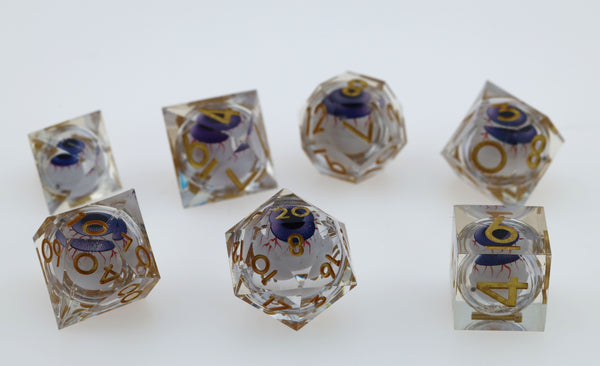 Sharp Edge Moving Eye RPG Dice Set - Goldshot Plastic Dice Foam Brain Games
