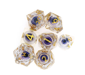 Sharp Edge Moving Eye RPG Dice Set - Goldshot Plastic Dice Foam Brain Games