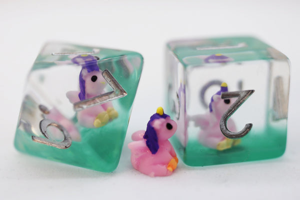 Enchanting Unicorn RPG Dice Set Plastic Dice Foam Brain Games