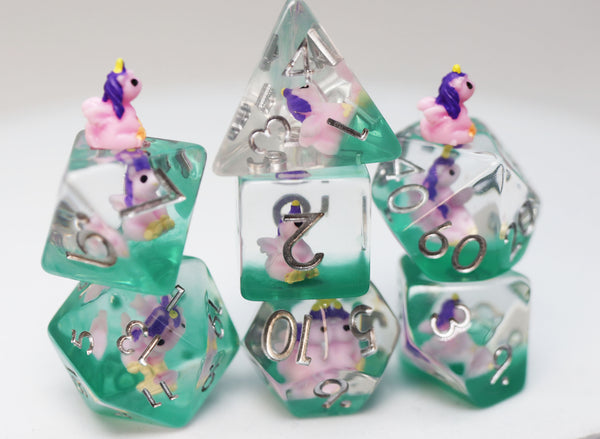 Enchanting Unicorn RPG Dice Set Plastic Dice Foam Brain Games