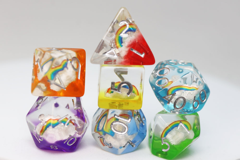 Double Rainbow RPG Dice Set Plastic Dice Foam Brain Games