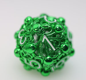 Mind Eater: Green - Hollow Metal RPG Dice Set Metal Dice Foam Brain Games