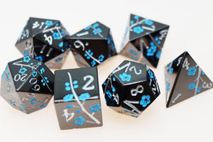 Metallic Bouquet: Dark Blue Pimpernel - Metal RPG Dice Set Metal Dice Foam Brain Games