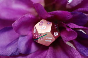 Metallic Bouquet: Copper Cherry Blossoms - Metal RPG Dice Set Metal Dice Foam Brain Games