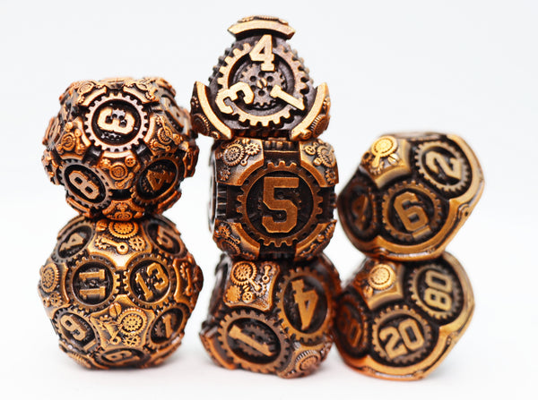 Airship Gears: Drifting Dirigible - Metal RPG Dice Set Metal Dice Foam Brain Games