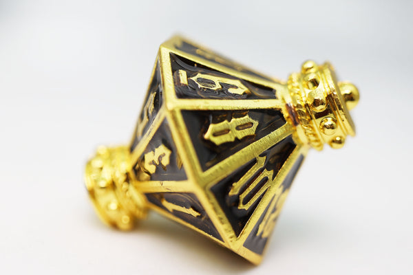 Moonlit Lantern: Golden Earthen Flame - Metal RPG Dice Set Metal Dice Foam Brain Games