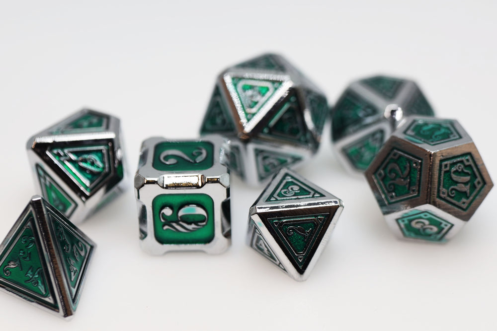 Alchemist Metals: Acid - Metal RPG Dice Set Metal Dice Foam Brain Games