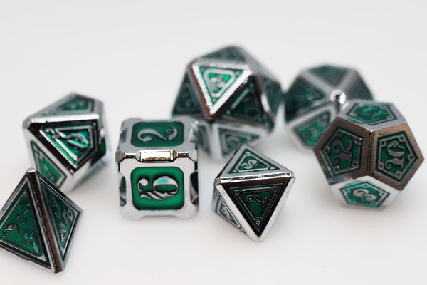 Alchemist Metals: Acid - Metal RPG Dice Set Metal Dice Foam Brain Games
