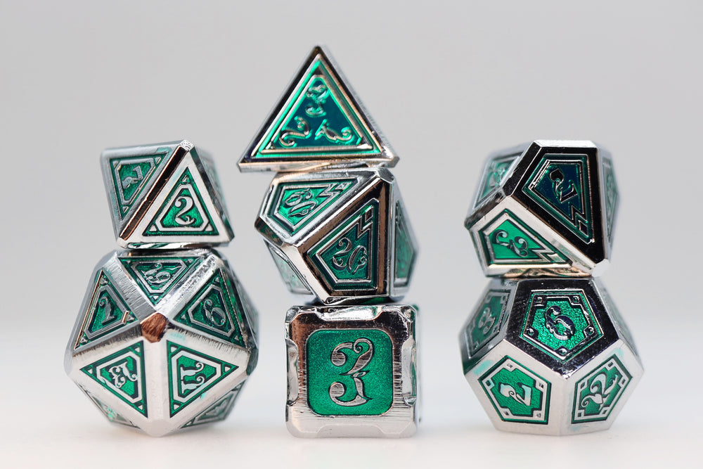 Alchemist Metals: Acid - Metal RPG Dice Set Metal Dice Foam Brain Games