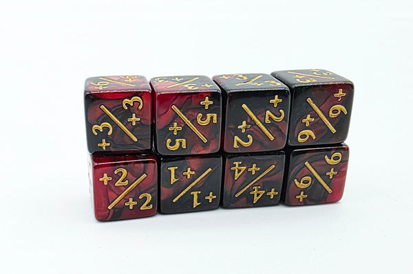 Red & Black +1/+1 Magic Counters Plastic Dice Foam Brain Games