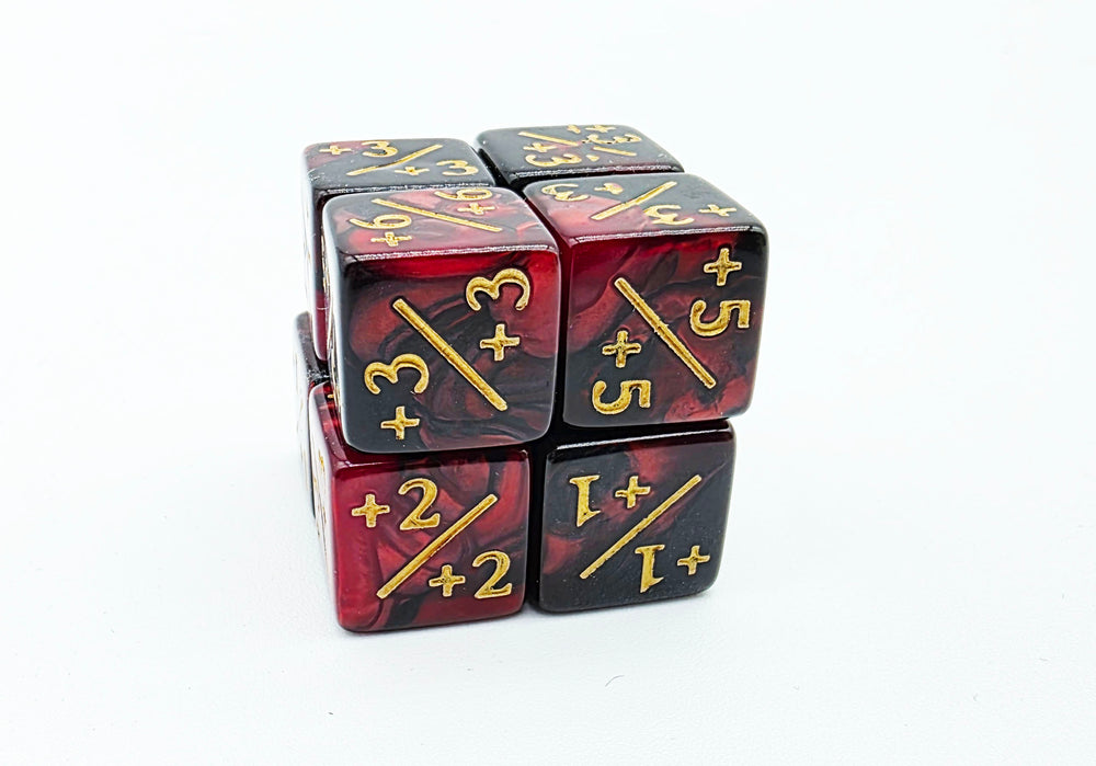 Red & Black +1/+1 Magic Counters Plastic Dice Foam Brain Games