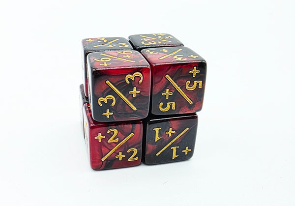 Red & Black +1/+1 Magic Counters Plastic Dice Foam Brain Games