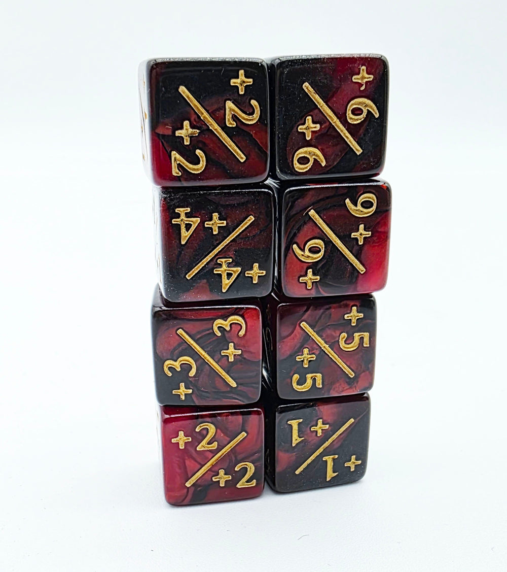 Red & Black +1/+1 Magic Counters Plastic Dice Foam Brain Games