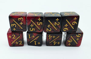Red & Black +1/+1 Magic Counters Plastic Dice Foam Brain Games