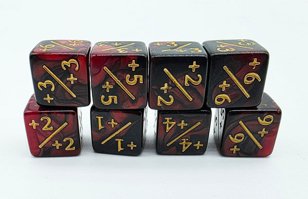 Red & Black +1/+1 Magic Counters Plastic Dice Foam Brain Games