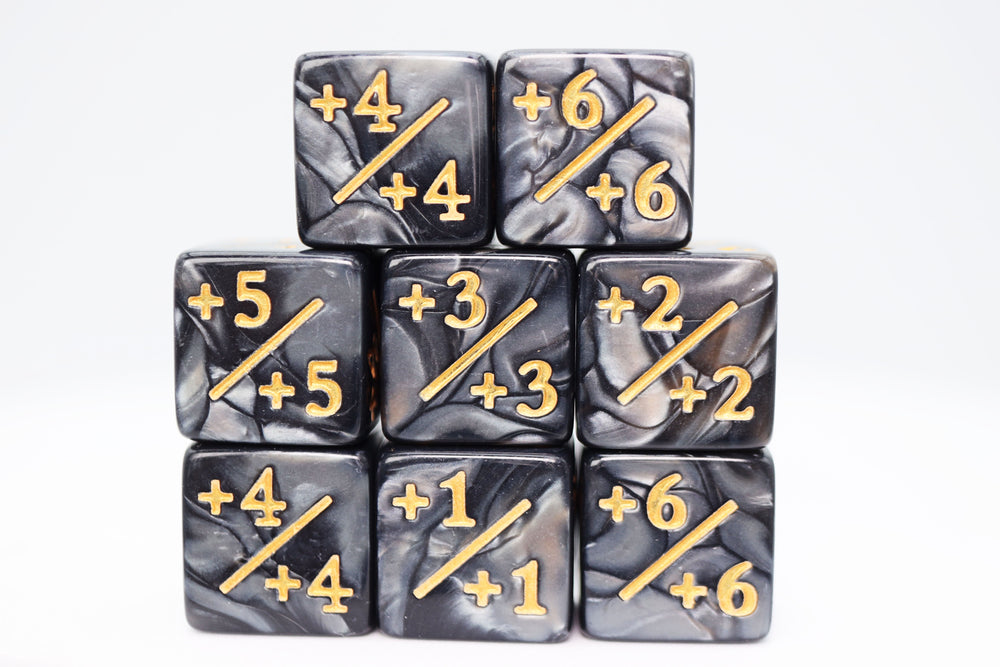 Pearl Black +1/+1 Magic Counters Plastic Dice Foam Brain Games