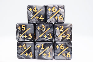 Pearl Black +1/+1 Magic Counters Plastic Dice Foam Brain Games