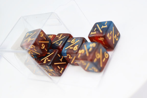 Red & Blue Glitter -1/-1 Magic Counters Plastic Dice Foam Brain Games