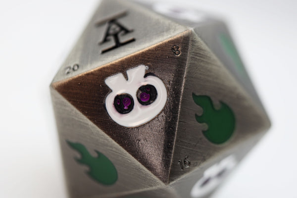 Acquisitions Inc Death Saving Throw 35mm Metal D20 Metal Dice Foam Brain Games