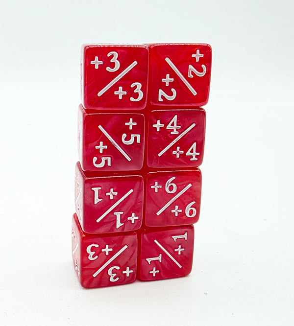Pearl Red +1/+1 Magic Counters Plastic Dice Foam Brain Games