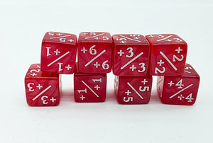 Pearl Red +1/+1 Magic Counters Plastic Dice Foam Brain Games