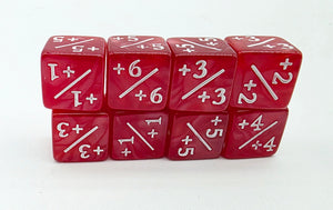 Pearl Red +1/+1 Magic Counters Plastic Dice Foam Brain Games