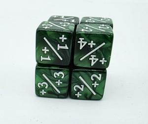 Pearl Green +1/+1 Magic Counters Plastic Dice Foam Brain Games
