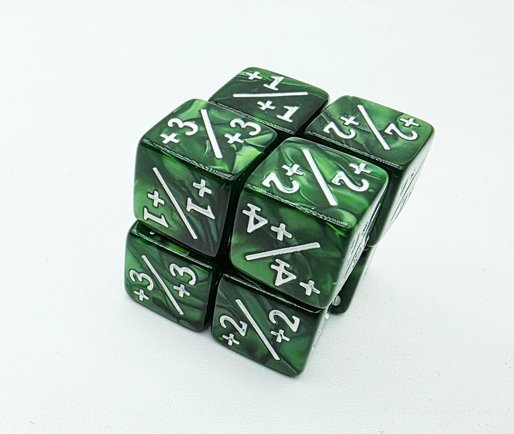 Pearl Green +1/+1 Magic Counters Plastic Dice Foam Brain Games