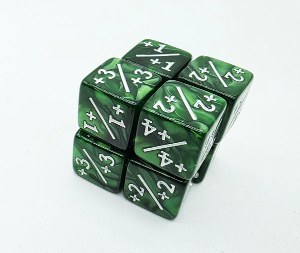 Pearl Green +1/+1 Magic Counters Plastic Dice Foam Brain Games