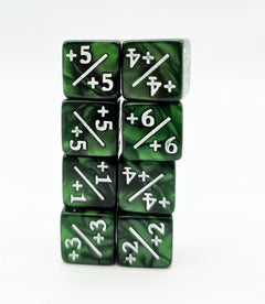 Pearl Green +1/+1 Magic Counters Plastic Dice Foam Brain Games