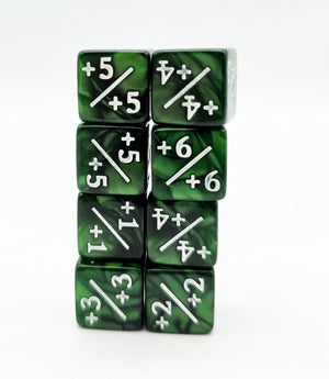 Pearl Green +1/+1 Magic Counters Plastic Dice Foam Brain Games