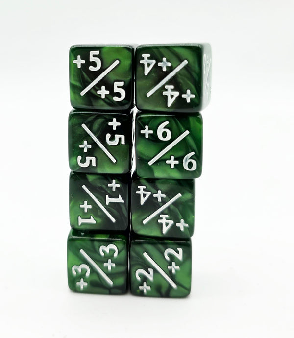 Pearl Green +1/+1 Magic Counters Plastic Dice Foam Brain Games