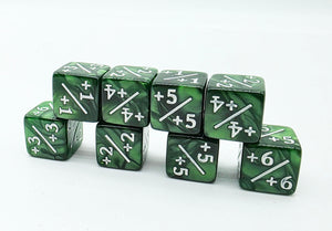 Pearl Green +1/+1 Magic Counters Plastic Dice Foam Brain Games