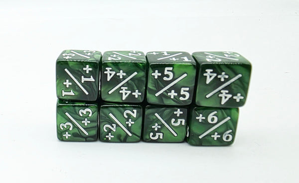 Pearl Green +1/+1 Magic Counters Plastic Dice Foam Brain Games
